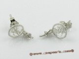 sem006 wholesale  925 silver studs earrings mountings with a Chinese character 'love'