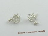 sem007 wholesale  925 silver studs earrings mountings with a Chinese character