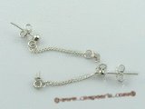 sem012 wholesale 925silver 2mm Ball dangle Earrings fitting with sterling studs