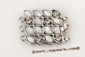 shc025 Rhombus shape white shell triple rows push in clasp