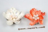 Shc029 Blooming Shell Flower with Pearl Three Rows Push In Clasp