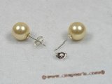 shpe012 sterling siver yellow south sea shell pearl studs earrings