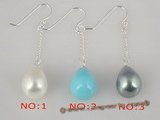 shpe023 Sterling dangle earring dangling 10*14mm tear-drop shell pearl