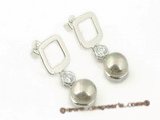 shpe044 wholesale sterling square studs earring with 8mm bread shell pearl