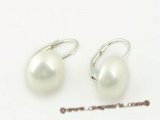 shpe047 Sterling silver hoop Earring with 10mm white bread shell pearl