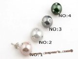 shpe056 925siver 10mm round shell pearl studs earrings inlayed with zircon