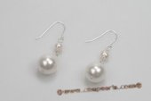 shpe070 Sterling Silver Potato pearl and Shell Pearl Dangle Earrings