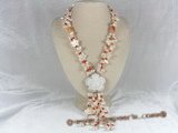 SN009 Double strands oval star design shell and bilster pearl necklace