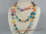 SN013 48inch multi-color nugget shell beads rope necklace