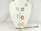 sn014 Modern colorful Circles shell silver plated Y style Necklace