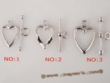 snc080 Wholesale Sterling silver toggle necklace clasp in heart shape