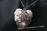 sp017 60mm sea shell carved leafe-design  pendant