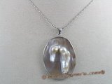 sp023 30*50mm oval oyster shell pendant with pearl inside