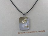 sp034 18KGP 26*34mm square oyster shell pendant with pearl inside