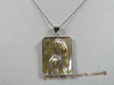 sp045 18KGP 35*46mm square oyster shell pendant with pearl inside