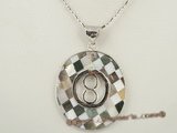 sp092 35mm Colorized round shell pendant necklace wholesale online