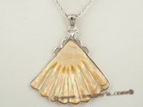 sp093 Fanlike design white mother of pearl shell pendant in low price