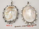 sp100 Nature 40*50mm white oval mother of pearl pendant with bread pearl