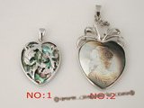 sp104 Silver Plated heart shape mother of pearl Design pendant necklace on sale
