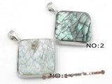 sp133  30mm rhombus design pattern mother of pearl shell pendant jewelry