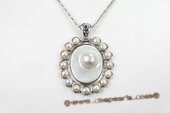 Sp150 45*50mm Oval Pattern Baroque Shell Pendant Necklace
