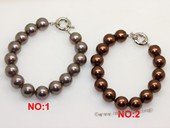 spbr007 Design 12mm round shell pearl bracelet in Bronze and coffee