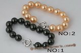spbr008 Charming 12mm round shell pearl bracelet with spring ring clasp