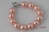 spbr011 Stylish hand-knotted 12mm shell pearl bracelet in peach color