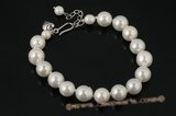 spbr014 One Row White Shell Pearl Bracelet with Sterling Silver Clasp