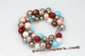 spbr027 Hand Wired Round Colorful Round Shell Pearl Bracelet