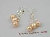 spe001 6*8mm pink tear-drop freshwater pearls sterling dangle earring