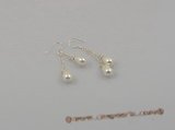 spe002 6*9mm white tear-drop shell pearls sterling dangle earring with 925 silver hook