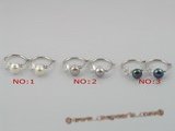 spe015 Sterling Silver 8-8.5mm Fresh Water Pearl hoop Earrings with crystal beads