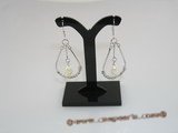 spe017 Sterling Silver tear-drop dangle earrings with 6*8mm white  rice pearl