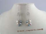 spe021 Sterling Silver multi-color 6*8mm tear-drop pearl Dangles  earrings