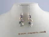 spe023 handcrafted BUNCH  pearls sterling dangle earrings with sterling hook