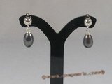 spe040 Black cultured pearl sterling stud earrings for wholesale