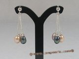 spe044 multicolor tear-drop cultured pearl sterling dangle earrings