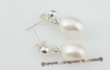 spe045 White cultured pearl sterling stud earrings for wholesale