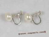 spe056 Sterling non-pierce clip earrings with white cultured pearl