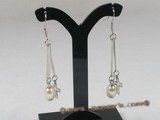 spe061 sterling cross design dangle Earrings with cultured Pearl Accent