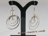 spe062 sterling multi Hoop Earrings with a white Pearl Accent
