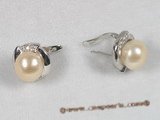 spe066 Sterling pierce clip earrings with pink bread pearl