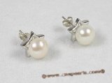 spe072 sterling asteroidal  studs earring combine with cultured pearl