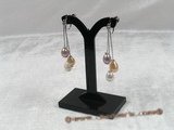 spe097 Sterling multi-color rain drop pearl clip dangle earrings