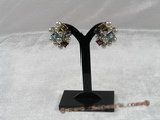 spe098 Sterling semiprecious gemstone and seed pearl clip earrings