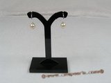 spe103 Sterling 7-8mm white round pearl dangle earrings