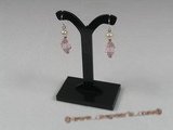 spe113 Sterling faceted pink crystal beads and pearl dangle Earring