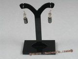spe116 Sterling black magnetic beads and pearl dangle Earring