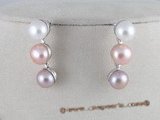 spe130 sterling multi-color 8.5-9mm bread pearl studs earrings